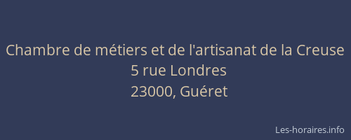 Chambre de m&eacute;tiers et de l'artisanat de la Creuse