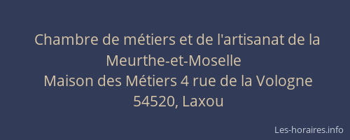 Chambre de m&eacute;tiers et de l'artisanat de la Meurthe-et-Moselle