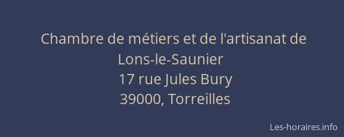Chambre de m&eacute;tiers et de l'artisanat de Lons-le-Saunier