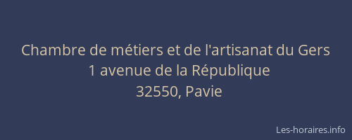 Chambre de m&eacute;tiers et de l'artisanat du Gers