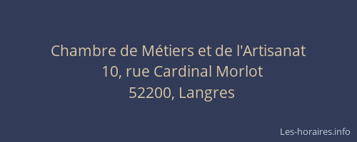 Chambre de M&eacute;tiers et de l'Artisanat