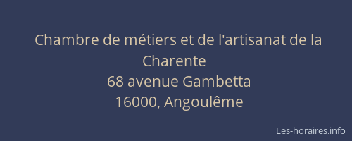 Chambre de métiers et de l'artisanat de la Charente