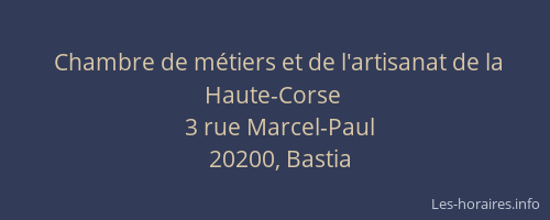Chambre de métiers et de l'artisanat de la Haute-Corse
