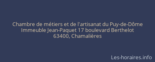Chambre de métiers et de l'artisanat du Puy-de-Dôme