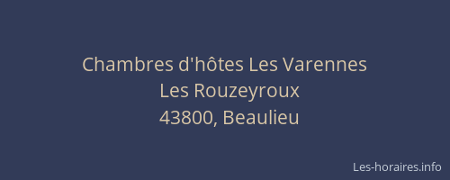 Chambres d'h&ocirc;tes Les Varennes