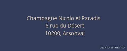 Champagne Nicolo et Paradis