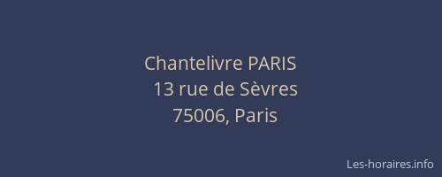 Chantelivre PARIS