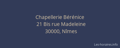 Chapellerie Bérénice