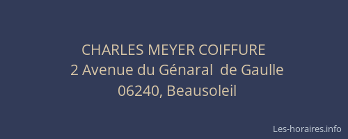 CHARLES MEYER COIFFURE