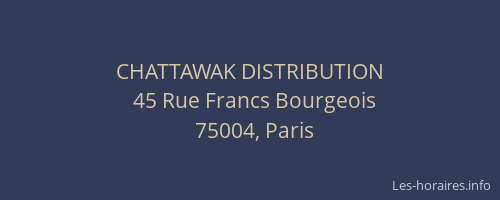 CHATTAWAK DISTRIBUTION