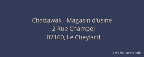 Chattawak - Magasin d'usine