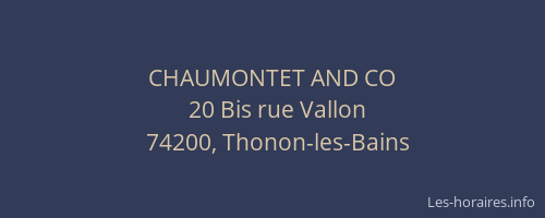CHAUMONTET AND CO