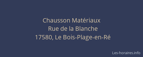 Chausson Mat&eacute;riaux