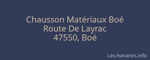 Chausson Matériaux Boé