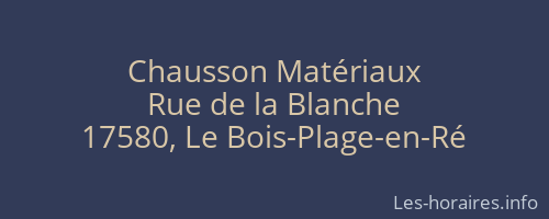 Chausson Matériaux