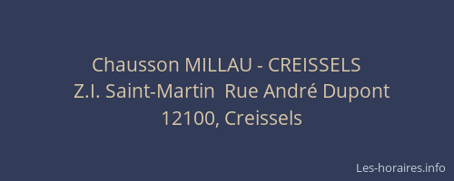 Chausson MILLAU - CREISSELS