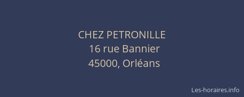 CHEZ PETRONILLE