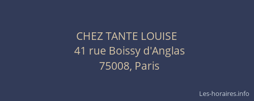 CHEZ TANTE LOUISE