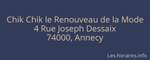 Chik Chik le Renouveau de la Mode