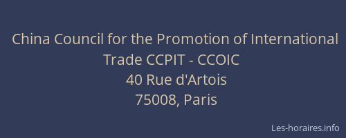 China Council for the Promotion of International Trade CCPIT - CCOIC
