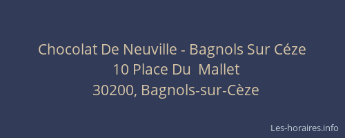Chocolat De Neuville - Bagnols Sur Céze