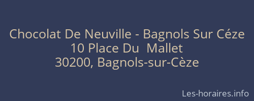 Chocolat De Neuville - Bagnols Sur Céze