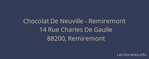 Chocolat De Neuville - Remiremont