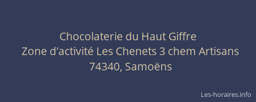Chocolaterie du Haut Giffre