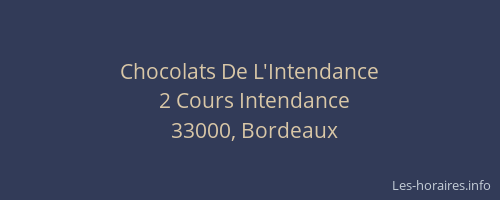 Chocolats De L'Intendance