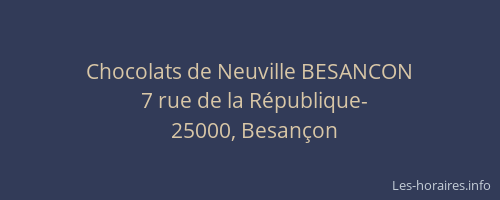 Chocolats de Neuville BESANCON