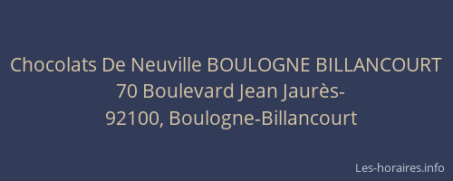 Chocolats De Neuville BOULOGNE BILLANCOURT
