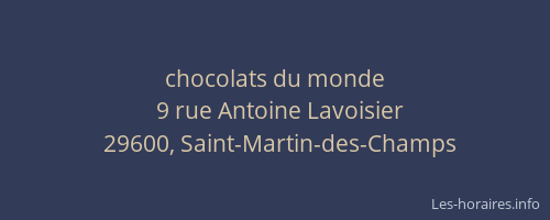 chocolats du monde