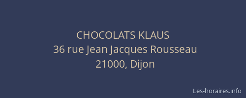 CHOCOLATS KLAUS