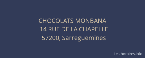 CHOCOLATS MONBANA
