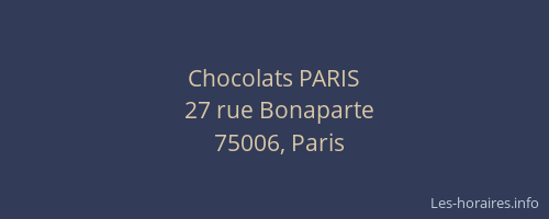 Chocolats PARIS
