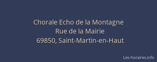 Chorale Echo de la Montagne