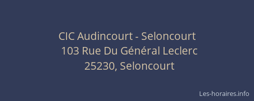 CIC Audincourt - Seloncourt