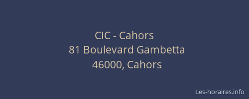 CIC - Cahors