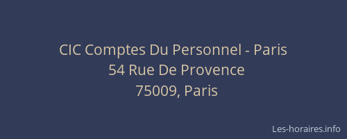 CIC Comptes Du Personnel - Paris