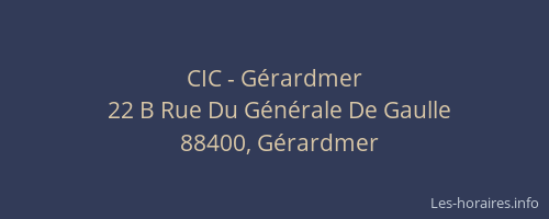 CIC - Gérardmer