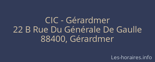 CIC - Gérardmer