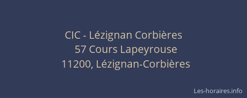 CIC - L&eacute;zignan Corbi&egrave;res