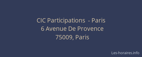 CIC Participations  - Paris