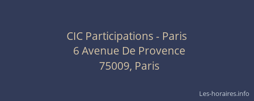 CIC Participations - Paris