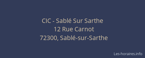 CIC - Sablé Sur Sarthe