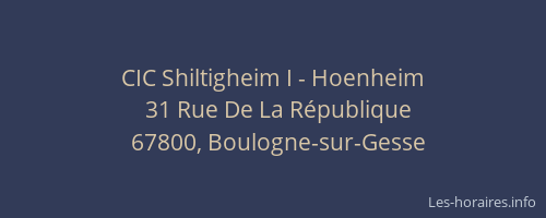 CIC Shiltigheim I - Hoenheim