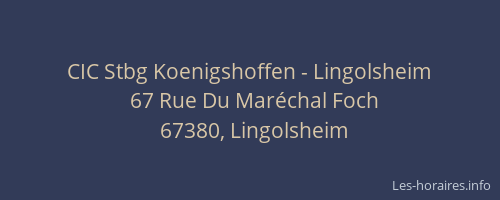 CIC Stbg Koenigshoffen - Lingolsheim