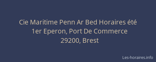 Cie Maritime Penn Ar Bed Horaires été