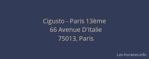 Cigusto - Paris 13ème