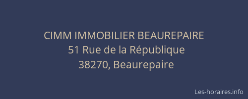 CIMM IMMOBILIER BEAUREPAIRE